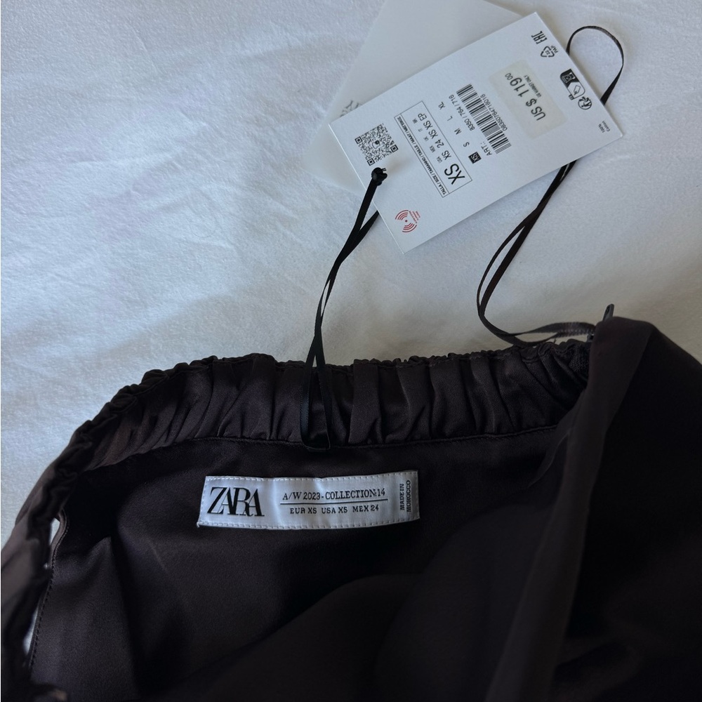Zara One-Shoulder Dark Brown Asymmetric Top Limited Edition XS - Picture 4 of 4